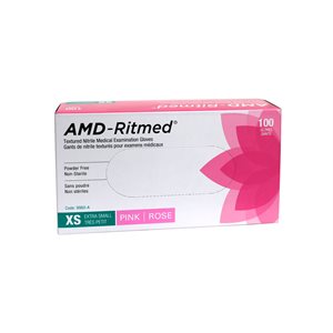 AMD Gants Nitrile Rose sans poudre Tres-Petit (100)