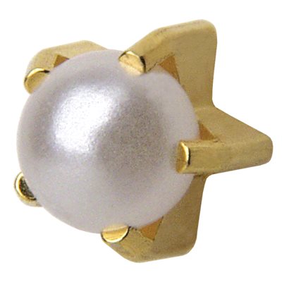Studex L1301Y White Pearl Tiffany Ear Rings Gold 4mm (pair) +